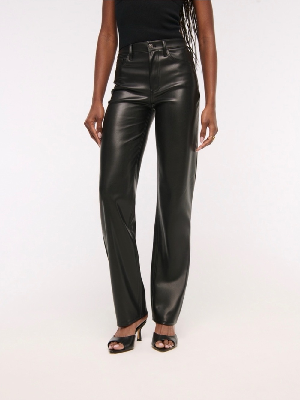 Abercrombie 90’s relaxed high rise faux leather pants - 30L